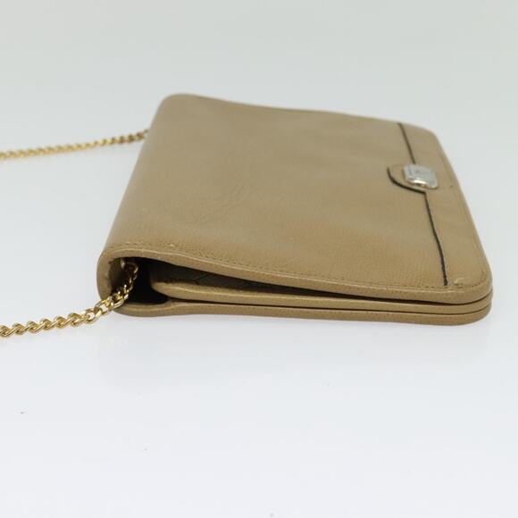 DIOR Chain Shoulder Bag Leather Beige Gold - Picture 4 of 12